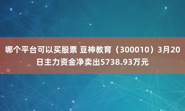 哪个平台可以买股票 豆神教育（300010）3月20日主力资金净卖出5738.93万元