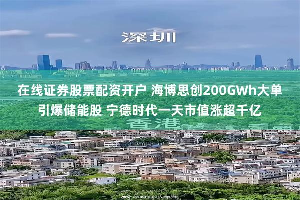 在线证券股票配资开户 海博思创200GWh大单引爆储能股 宁德时代一天市值涨超千亿
