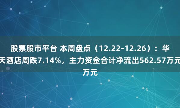 股票股市平台 本周盘点（12.22-12.26）：华天酒店周跌7.14%，主力资金合计净流出562.57万元